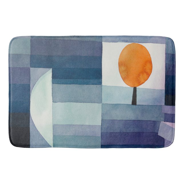 Paul Klee Harbinger of Autumn Blue Modern Abstract Bath Mat (Front)