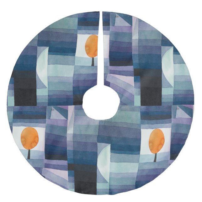 Paul Klee Harbinger of Autumn Blue Modern Abstract Brushed Polyester Tree Skirt (Front)