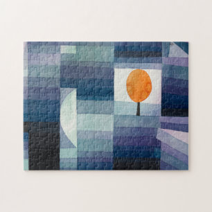 Paul Klee Harbinger of Autumn Blue Modern Abstract Jigsaw Puzzle