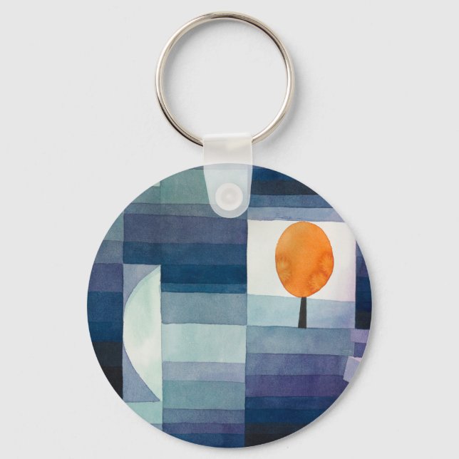 Paul Klee Harbinger of Autumn Blue Modern Abstract Key Ring (Front)