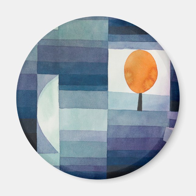 Paul Klee Harbinger of Autumn Blue Modern Abstract Magnet (Front)