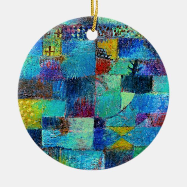 Paul Klee painting, Terraced Garden Ceramic Tree Decoration (Front)