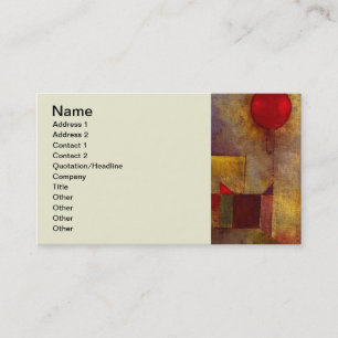 Paul Klee Red Balloon Abstract Colourful Art Business Card