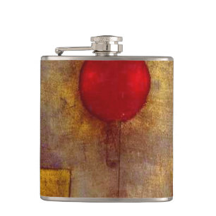Paul Klee Red Balloon Abstract Colourful Art Hip Flask