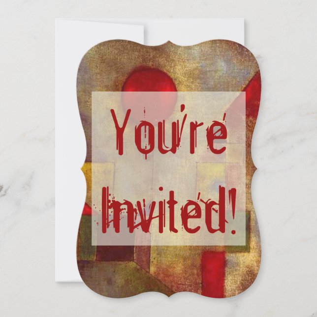 Paul Klee Red Balloon Abstract Colourful Art  Invitation (Front)