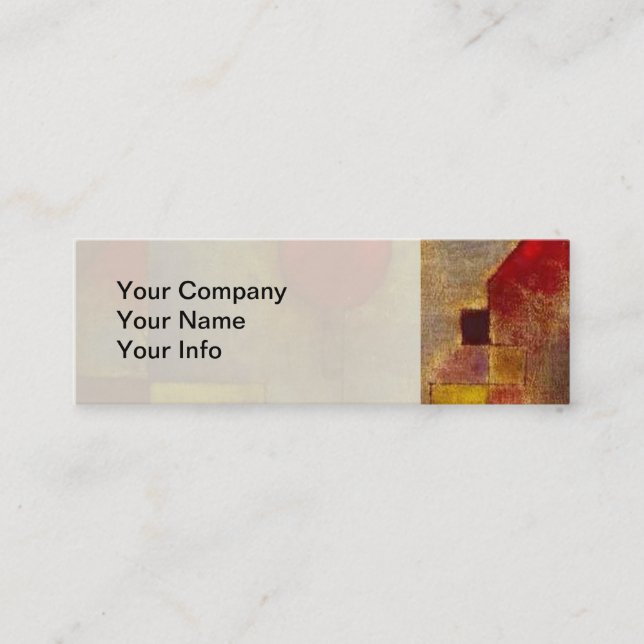 Paul Klee Red Balloon Abstract Colourful Art  Mini Business Card (Front)