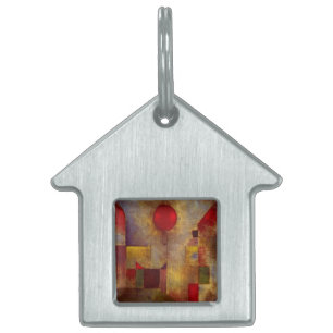 Paul Klee Red Balloon Abstract Colourful Art Pet Name Tag