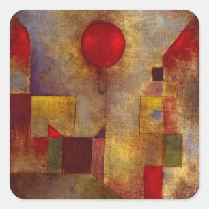 Paul Klee Red Balloon Abstract Colourful Art  Square Sticker