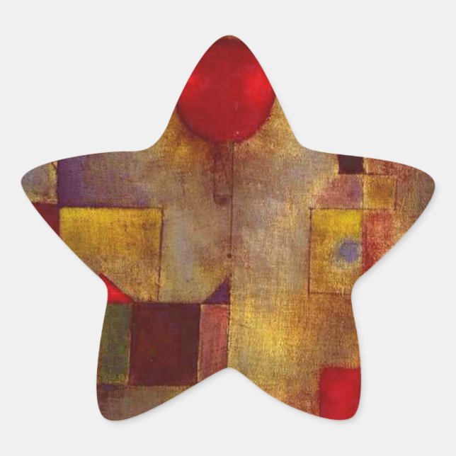 Paul Klee Red Balloon Abstract Colourful Art  Star Sticker (Front)