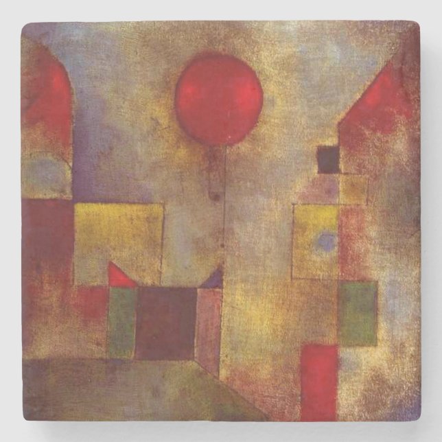 Paul Klee Red Balloon Abstract Colourful Art  Stone Coaster (Front)