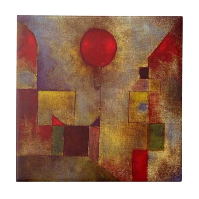 Paul Klee Red Balloon Abstract Colourful Art  Tile (Front)