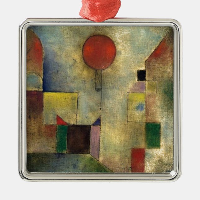 Paul Klee Red Balloon Metal Tree Decoration (Front)