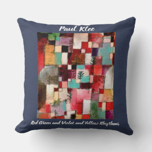 Paul Klee Red Green and Violet and Yellow Rhythms Cushion