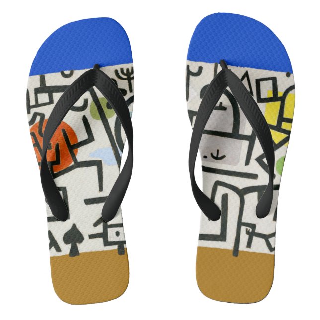 Paul Klee Rich Harbor Abstract Expressionism Flip Flops (Footbed)
