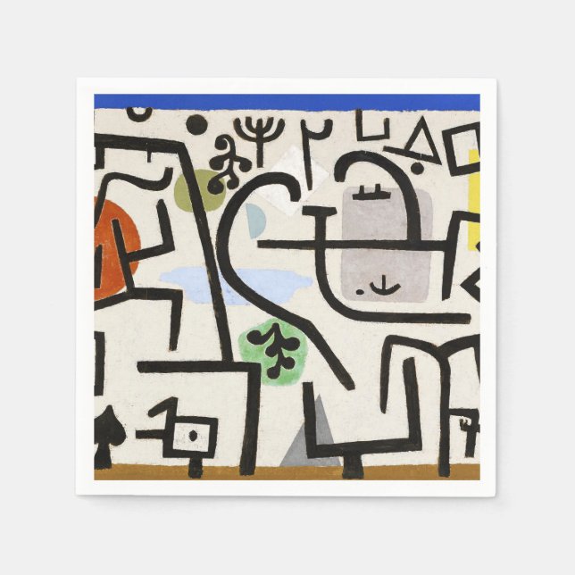 Paul Klee Rich Harbour Abstract Art Poster Napkin (Front)