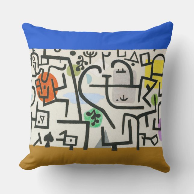 Paul Klee Rich Harbour Abstract Expressionism Cushion (Front)