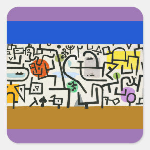 Paul Klee Rich Harbour Abstract Expressionism Square Sticker