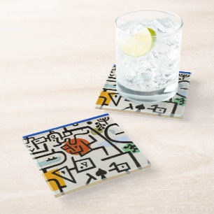 Paul Klee "Rich Port" Modern Abstract Glass Coaster