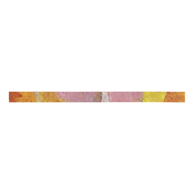 Paul Klee Senecio Painting Pink Yellow Orange Grosgrain Ribbon (Front)