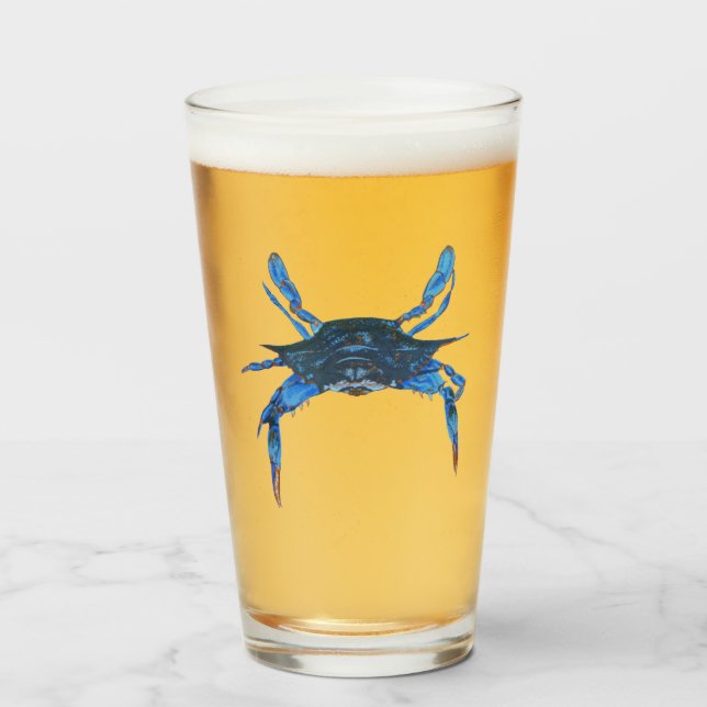 Paul McGehee Blue Crab Beer Glass (Front Filled)