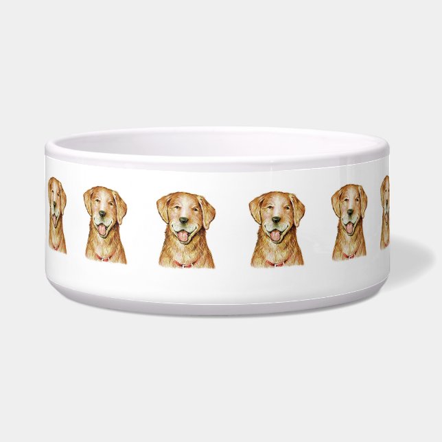 Paul McGehee "Golden Retriever" Large Dog Bowl (Front)