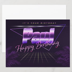 Paul Name Vorname lila retro Karte Geburtstag Card