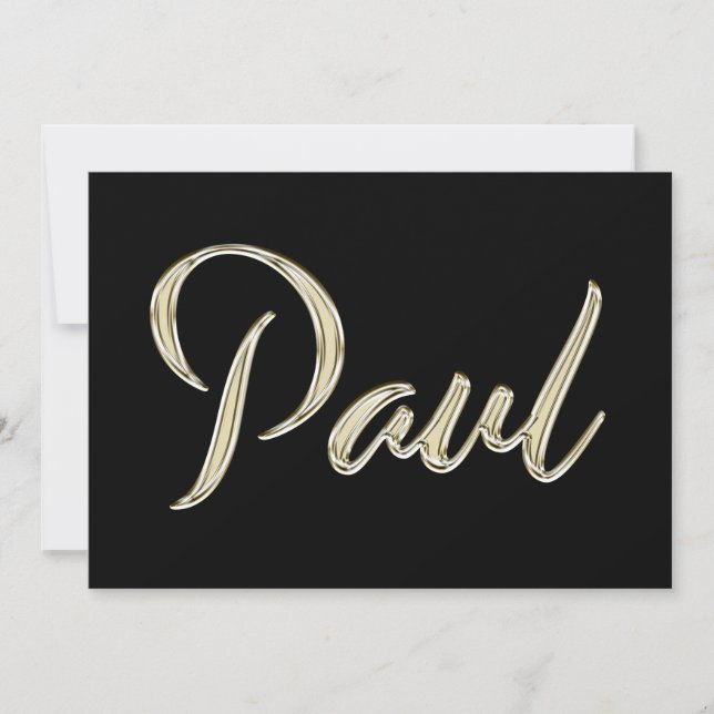 Paul Name white gold Handwriting Card (Front)