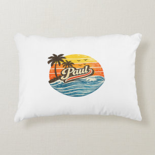 Paul Retro Sunset Name Design Decorative Cushion