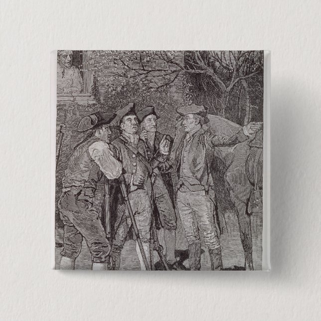 Paul Revere at Lexington 15 Cm Square Badge (Front)