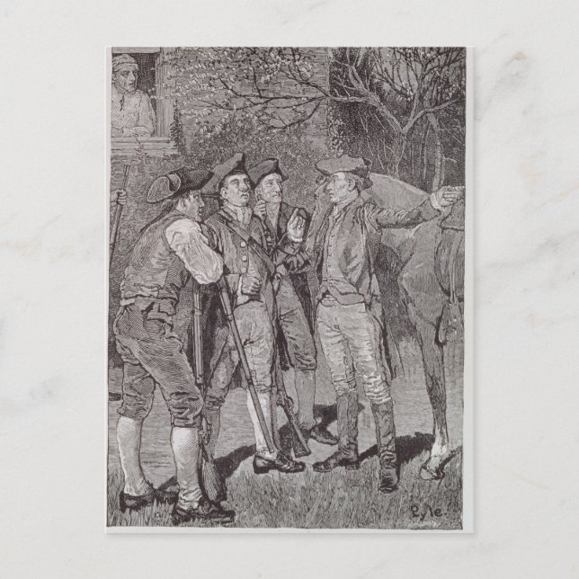 Paul Revere at Lexington Postcard (Front)