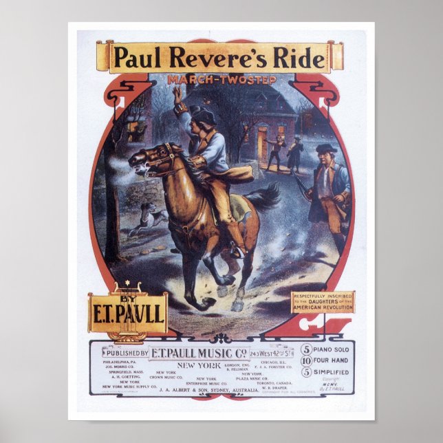 Paul Revere's Ride Vintage Songbook Cover Poster (Front)