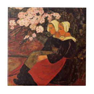 Paul Serusier, Two Breton Women, Tile
