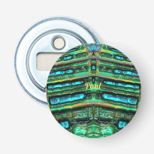 PAUL ~ Shades of Green Aqua Blue and Yellow 3D~ Bottle Opener