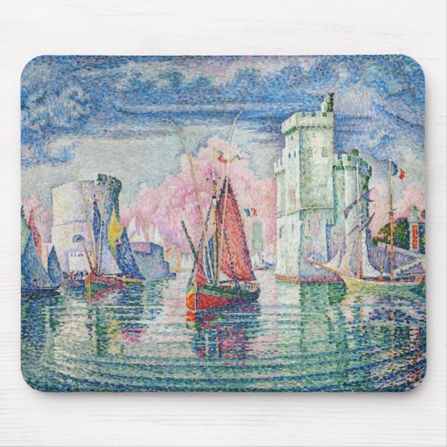 Paul Signac - Entrance of La Rochelle Harbor Mouse Mat (Front)