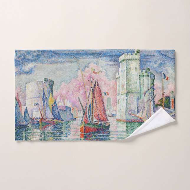 Paul Signac - Entrance of La Rochelle Harbour Bath Towel Set (Hand Towel)