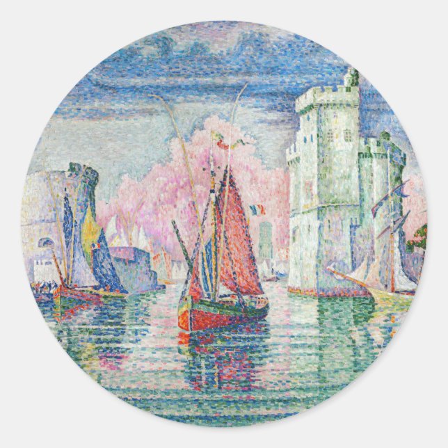 Paul Signac - Entrance of La Rochelle Harbour Classic Round Sticker (Front)
