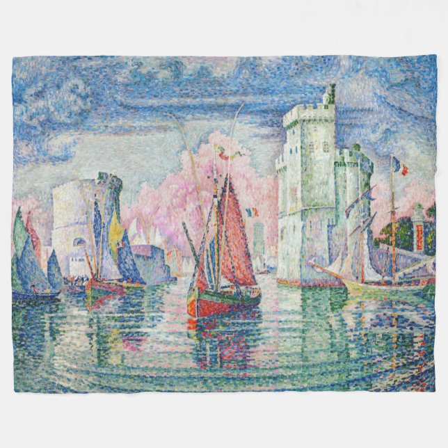 Paul Signac - Entrance of La Rochelle Harbour Fleece Blanket (Front (Horizontal))