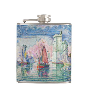 Paul Signac - Entrance of La Rochelle Harbour Hip Flask