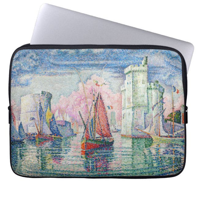 Paul Signac - Entrance of La Rochelle Harbour Laptop Sleeve (Front)