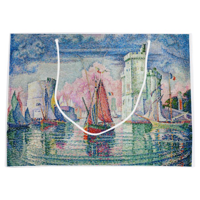 Paul Signac - Entrance of La Rochelle Harbour Large Gift Bag (Front)
