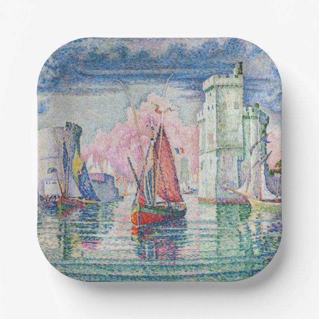 Paul Signac - Entrance of La Rochelle Harbour Paper Plate (Front)