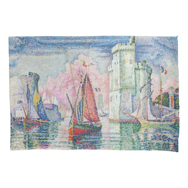 Paul Signac - Entrance of La Rochelle Harbour Pillowcase (Front)