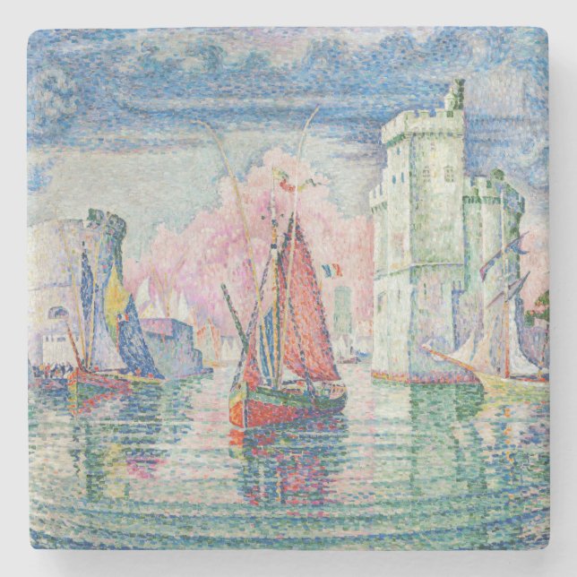 Paul Signac - Entrance of La Rochelle Harbour Stone Coaster (Front)