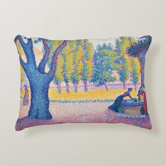 Paul Signac - Fountain des Lices, Saint-Tropez Decorative Cushion (Front)