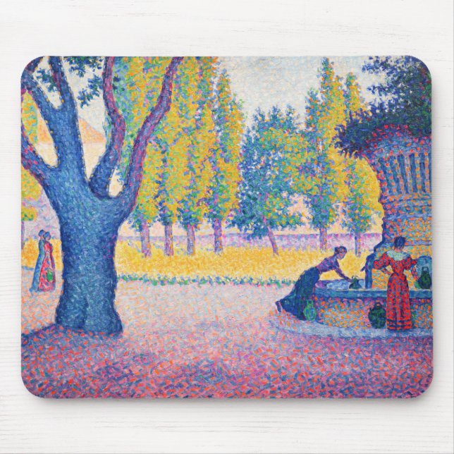 Paul Signac - Fountain des Lices, Saint-Tropez Mouse Mat (Front)