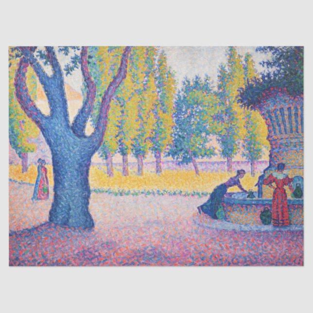 Paul Signac - Fountain des Lices, Saint-Tropez Tissue Paper (Front)