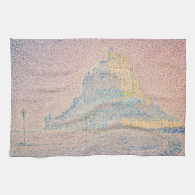 Paul Signac - Mount Saint Michel Fog and Sun Tea Towel (Horizontal)