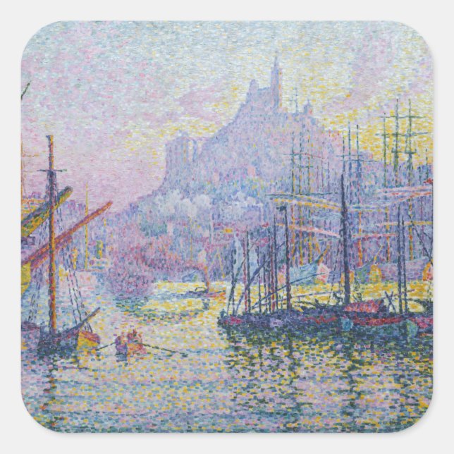 Paul Signac - Notre-Dame-de-la-Garde, Marseille Square Sticker (Front)
