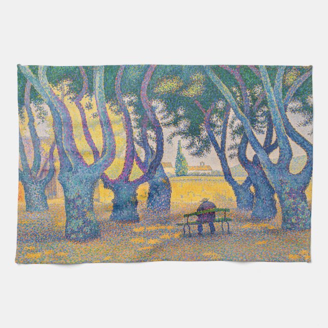 Paul Signac - Place des Lices, Saint-Tropez Tea Towel (Horizontal)