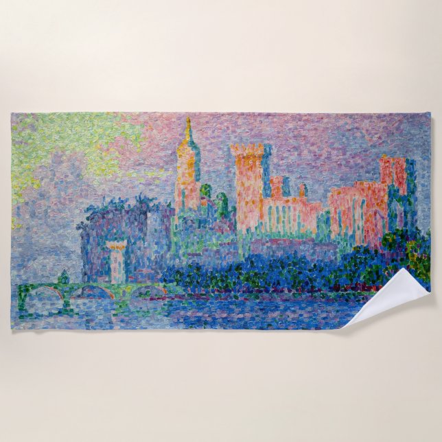 Paul Signac - The Papal Palace, Avignon Beach Towel (Front)
